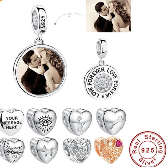 Sterling Silver Forever Love Charm with Personalized Photo